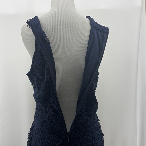 Lulu's Size Medium Love Poem Cocktail Dress Crochet‎ Lace Navy Blue Sleeveless - Picture 11 of 13